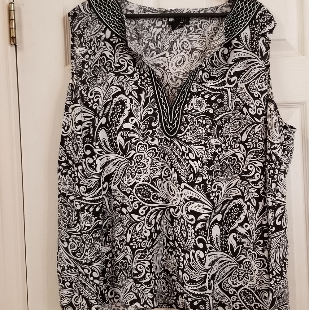 Carole Little Women's Boho Floral Sleeveless Top 3X